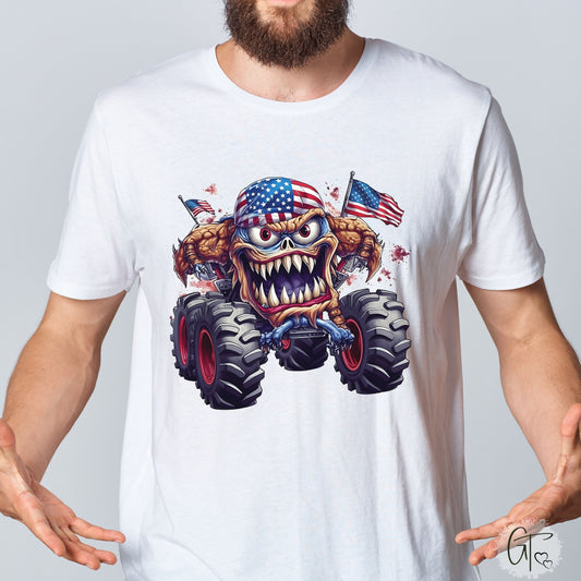 SUB1922 Monster Truck 4th of July Patriotic T-Shirt