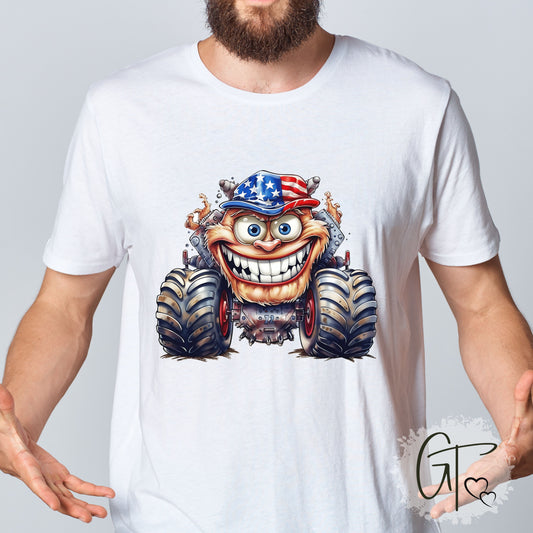 SUB1923 Monster Truck 4th of July Patriotic T-Shirt