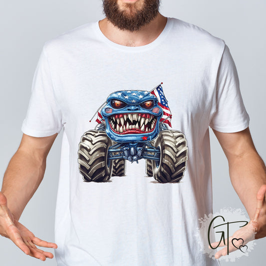 SUB1924 Monster Truck 4th of July Patriotic T-Shirt