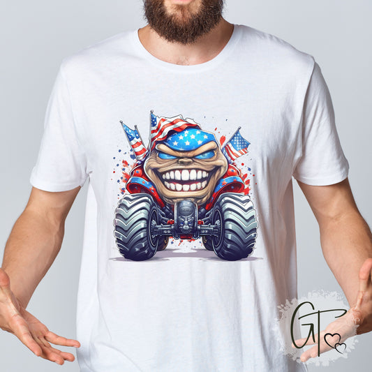 SUB1925 Monster Truck 4th of July Patriotic T-Shirt