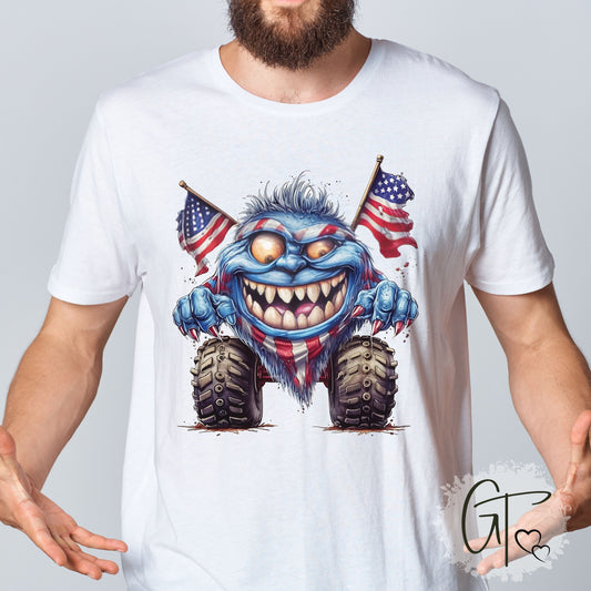 SUB1926 Monster Truck 4th of July Patriotic T-Shirt