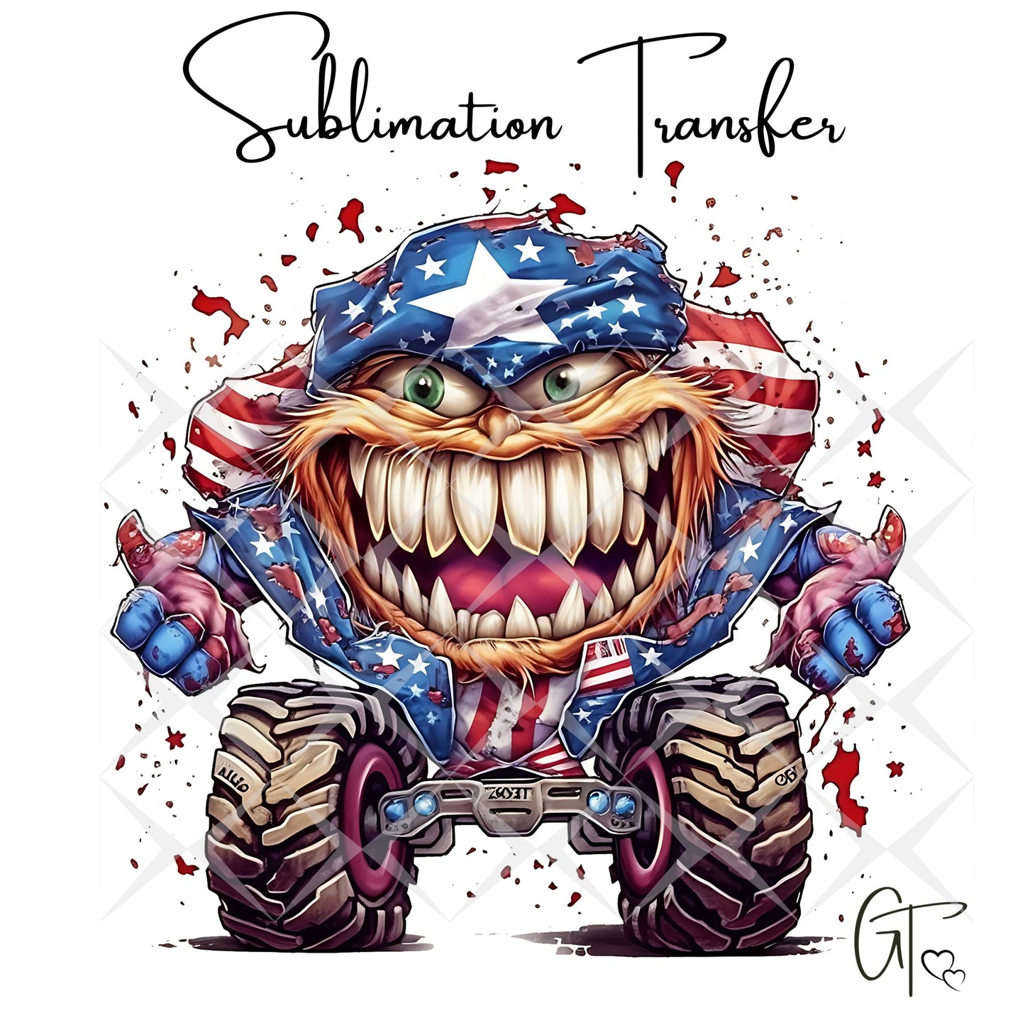 SUB1927 4th of July Monster Truck Sublimation Transfer