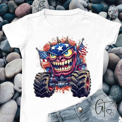 SUB1929 Patriotic 4th of July Monster Truck Sublimation Transfer