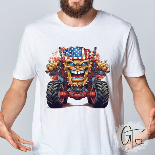 SUB1930 Monster Truck 4th of July Patriotic T-Shirt