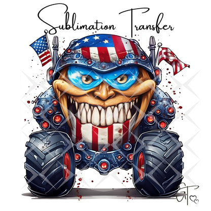 SUB1932 4th of July Monster TruckSublimation Transfer