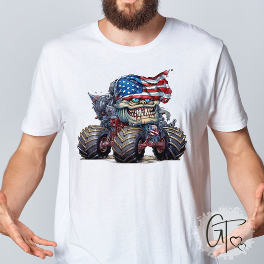 SUB1933 Monster Truck 4th of July Patriotic T-Shirt
