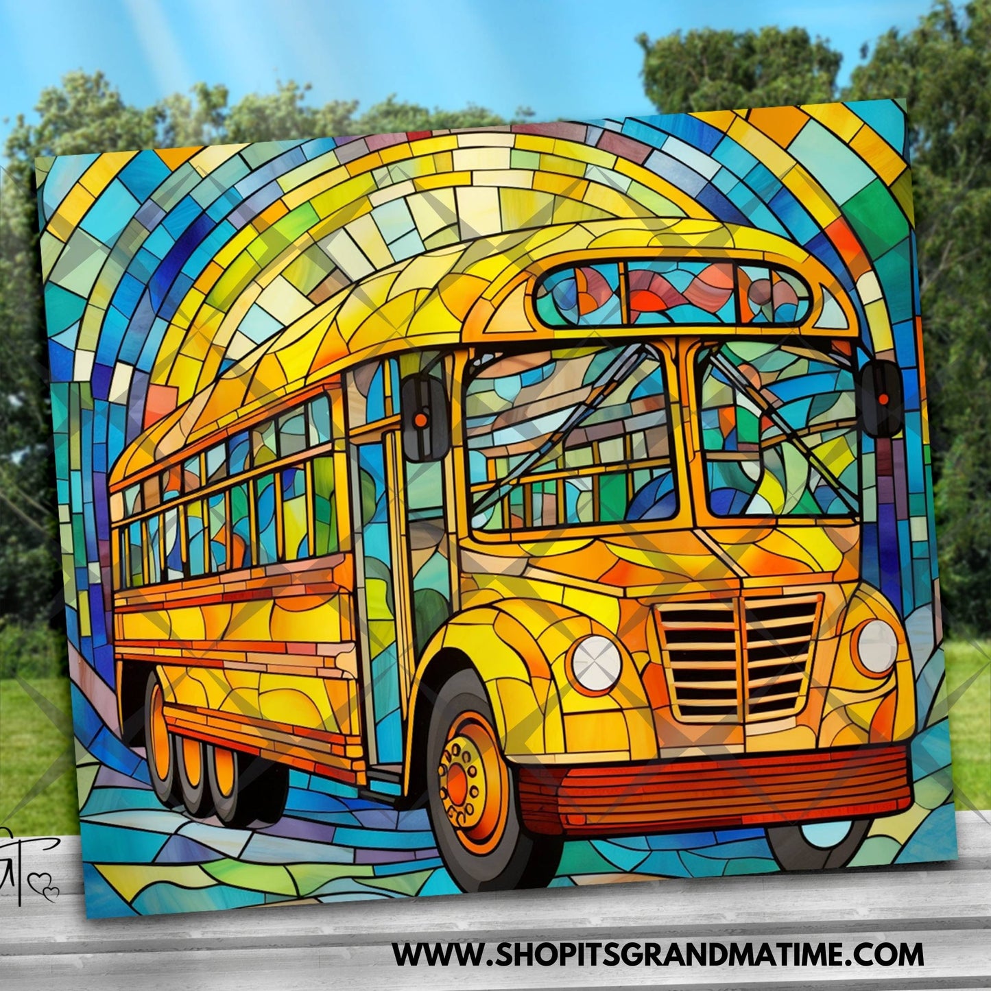 SUB1953 Stained Glass School Bus Driver 17 Tumbler Sublimation Transfer