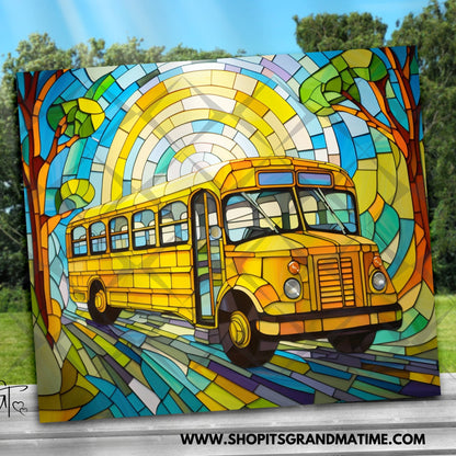 SUB1954 Stained Glass School Bus Driver 18 Tumbler Sublimation Transfer