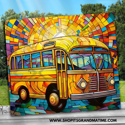 SUB1955 Stained Glass School Bus Driver 19 Tumbler Sublimation Transfer