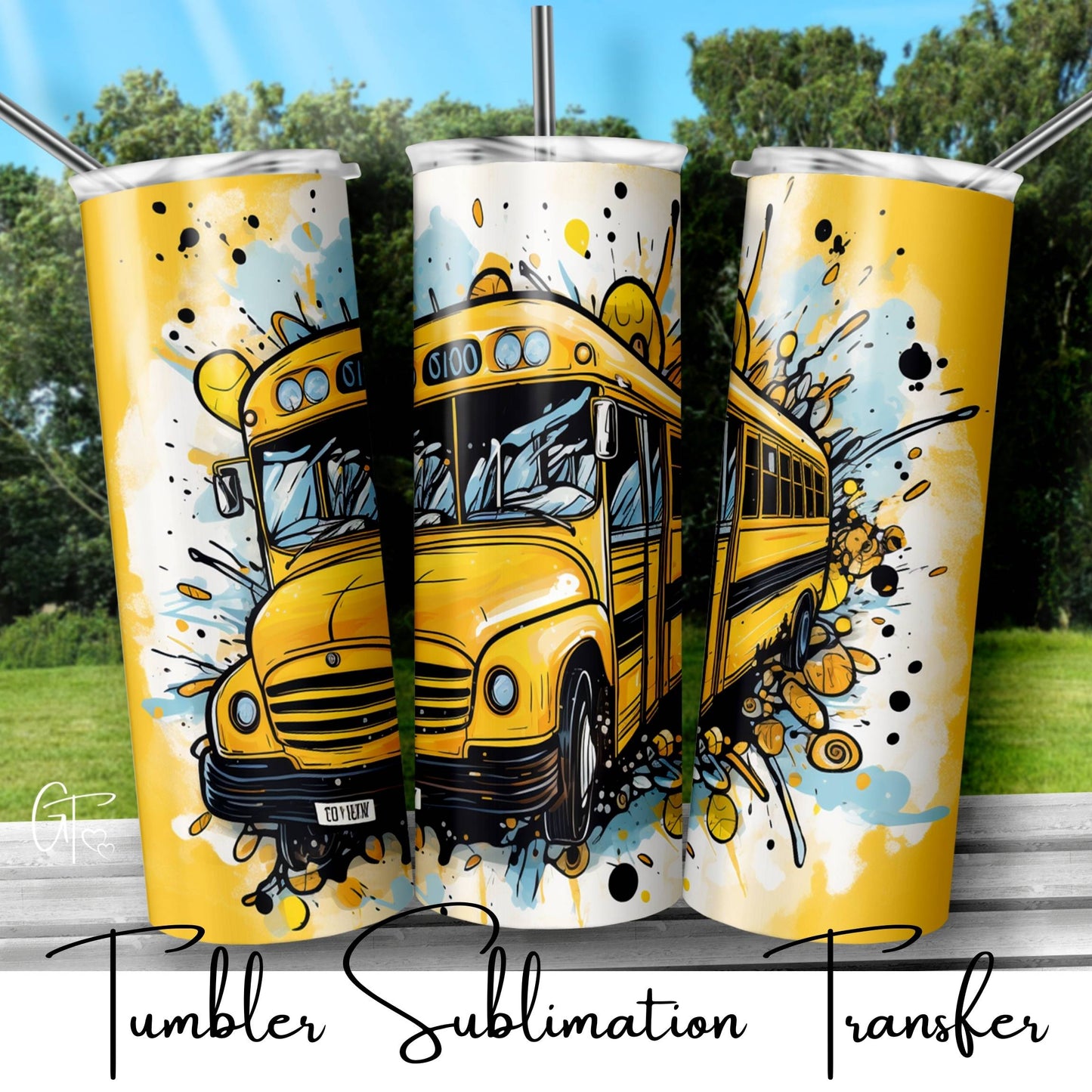 SUB1958 School Bus Driver Paint Splatter 4 Tumbler Sublimation Transfer