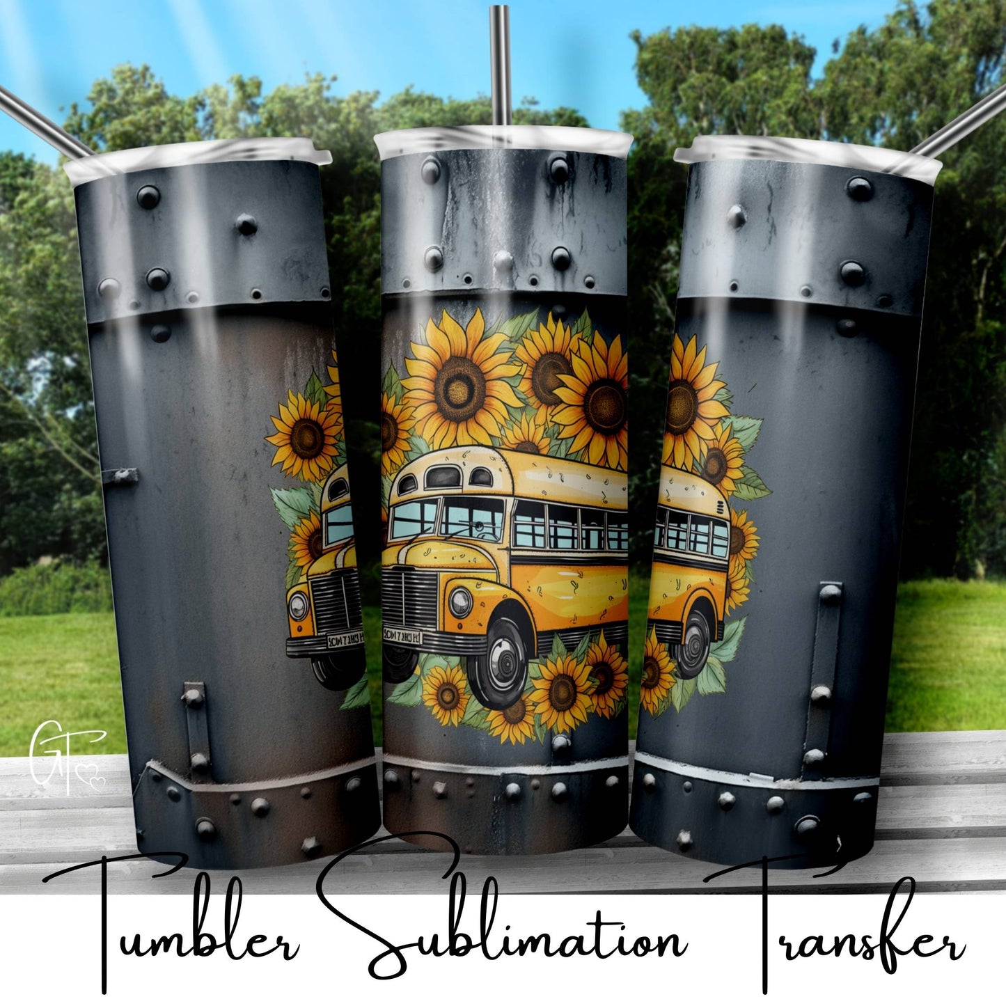 SUB1959 School Bus Driver Rusted Metal 1 Tumbler Sublimation Transfer