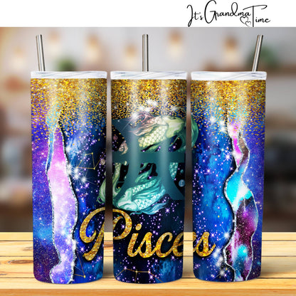 SUB1975 Zodiac Signs Galaxy Pisces Tumbler Sublimation Transfer