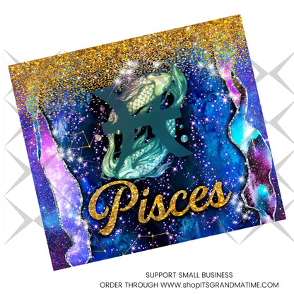 SUB1975 Zodiac Signs Galaxy Pisces Tumbler Sublimation Transfer