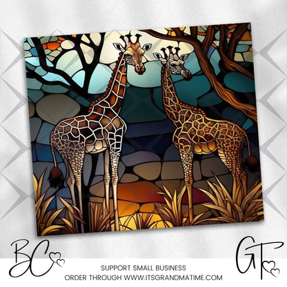 SUB491 Giraffe Stained Glass Wildlife Animal Tumbler Sublimation Transfer