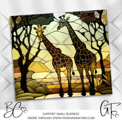 SUB490 Giraffe Stained Glass 20 oz. Tumbler Safari Wildlife