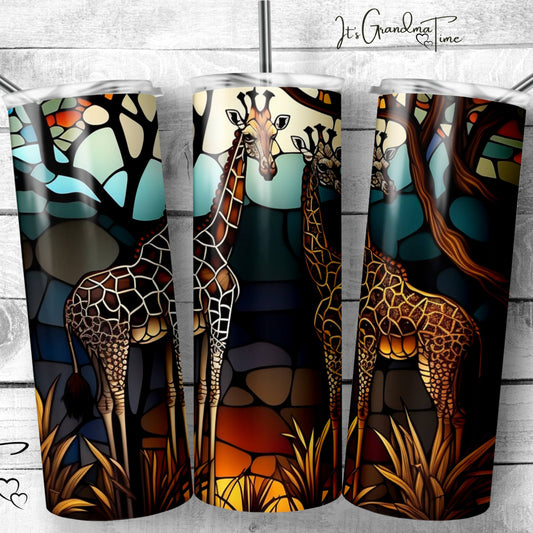 SUB491 Giraffe Stained Glass 20 oz. Tumbler Safari Wildlife