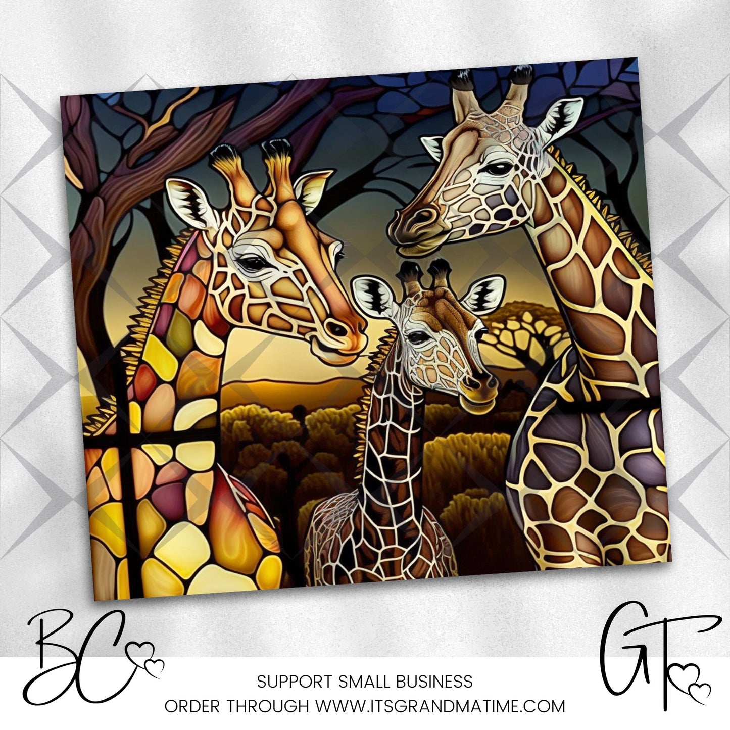 SUB493 Giraffe Stained Glass 20 oz. Tumbler Safari Wildlife