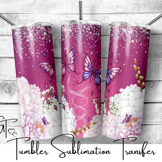 SUB922 Peony Butterflies Tumbler Sublimation Transfer
