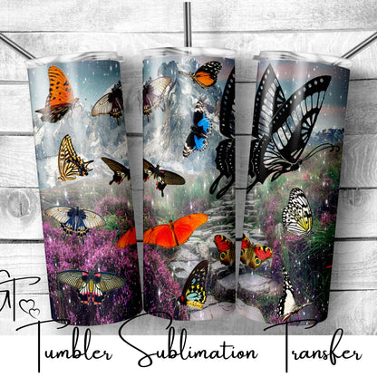 SUB926 Butterfly Mountain Tumbler Sublimation Transfer