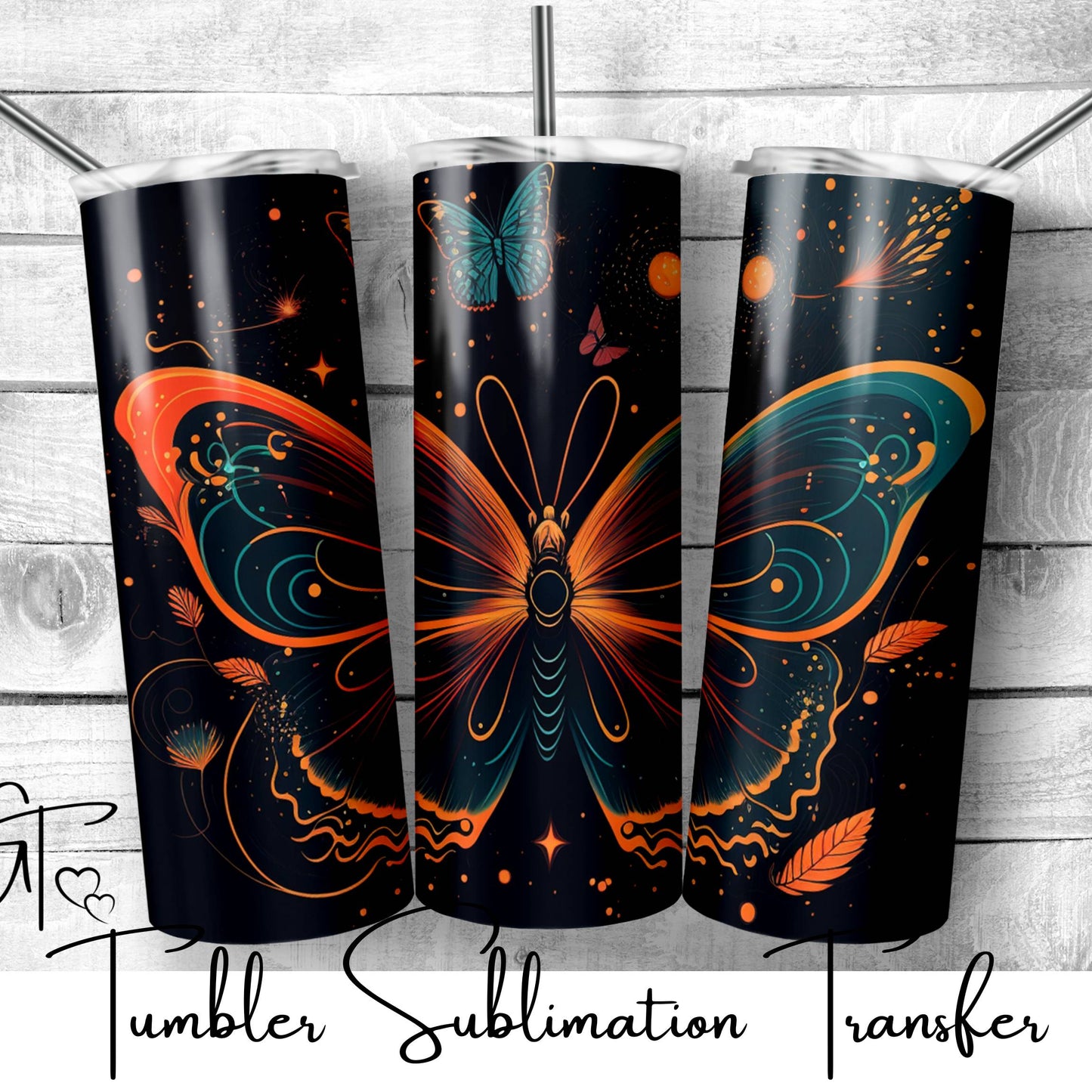 SUB930 Space Butterfly Tumbler Sublimation Transfer