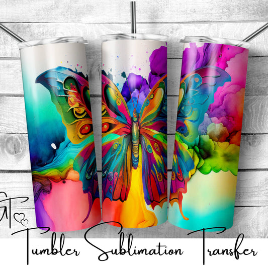 SUB935 Alcohol Ink Butterfly Tumbler Sublimation Transfer