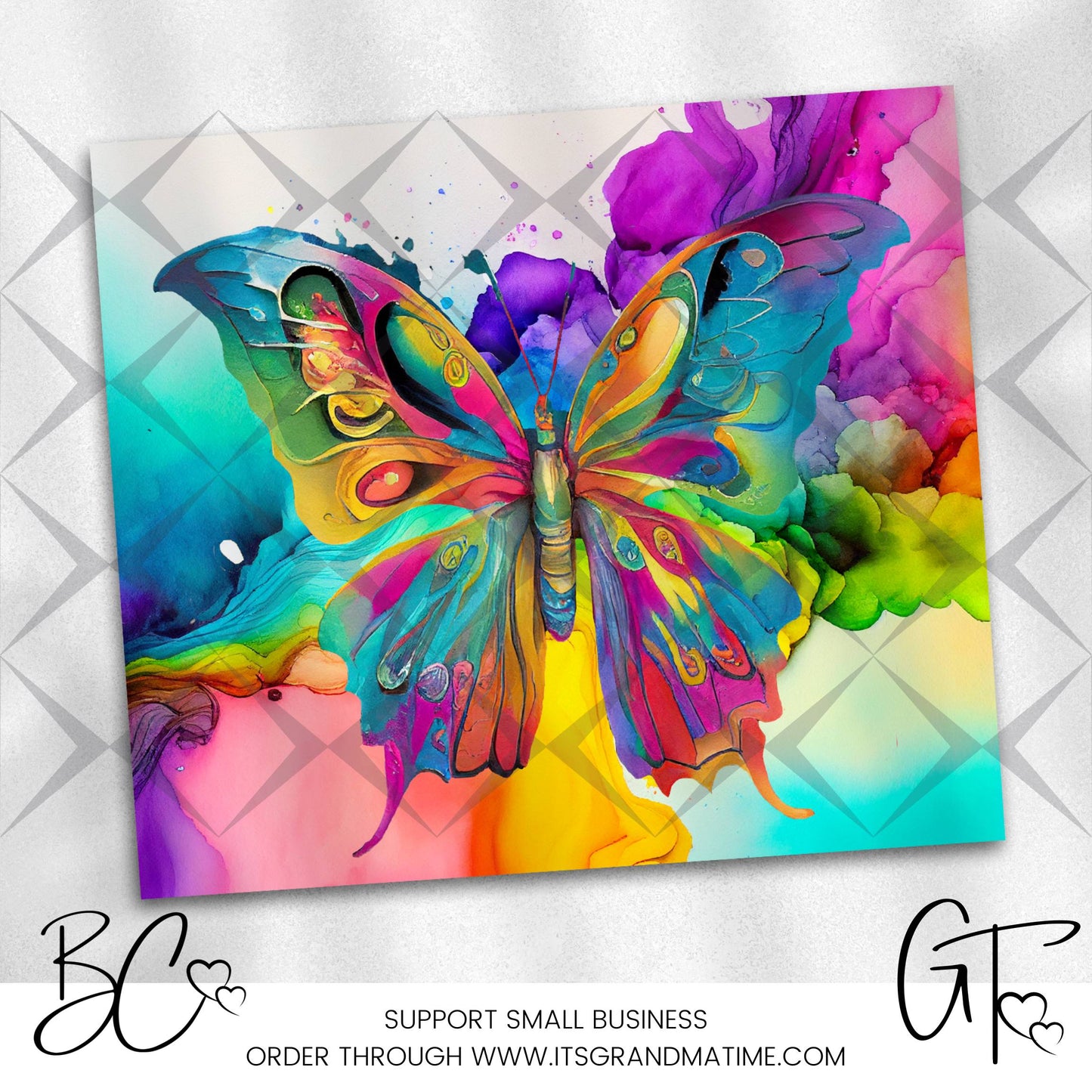 SUB935 Alcohol Ink Butterfly Tumbler Sublimation Transfer