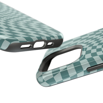 Wavy Teal Blue Checkerboard Case