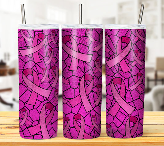 Breast Cancer Stained Glass Tumbler #1