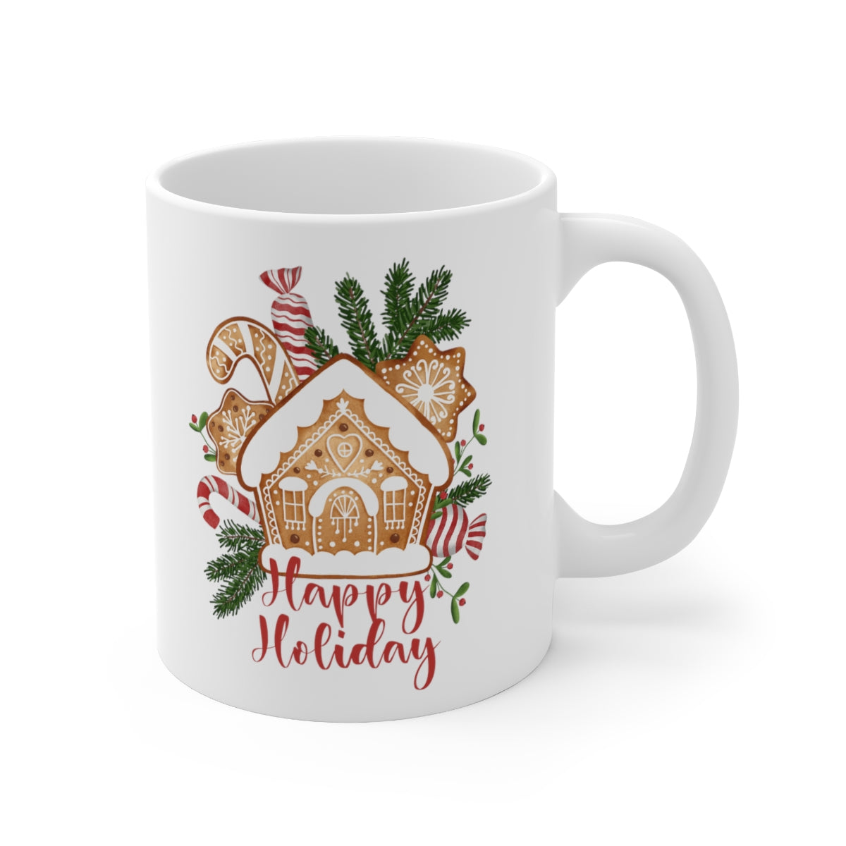 Gingerbread Cookie Christmas House Ceramic Mug