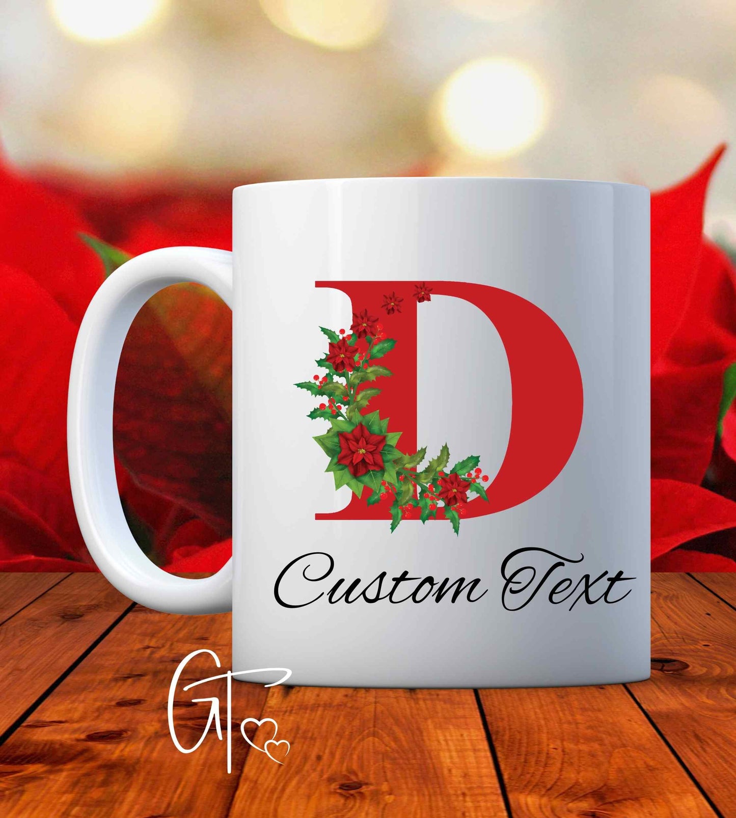 Christmas Custom Monogram Poinsettia Mug, Secret Santa Gift, Snowman Face Mug, Personalized Hot Chocolate Mugs, Funny Coffee Mugs