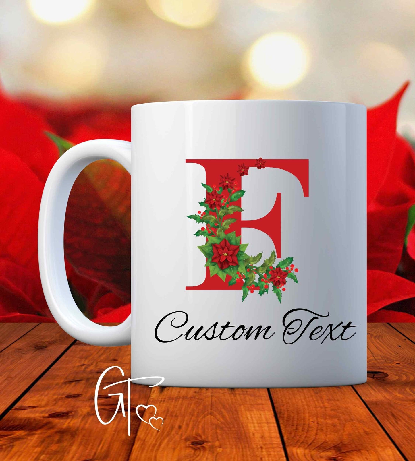 Christmas Custom Monogram Poinsettia Mug, Secret Santa Gift, Snowman Face Mug, Personalized Hot Chocolate Mugs, Funny Coffee Mugs