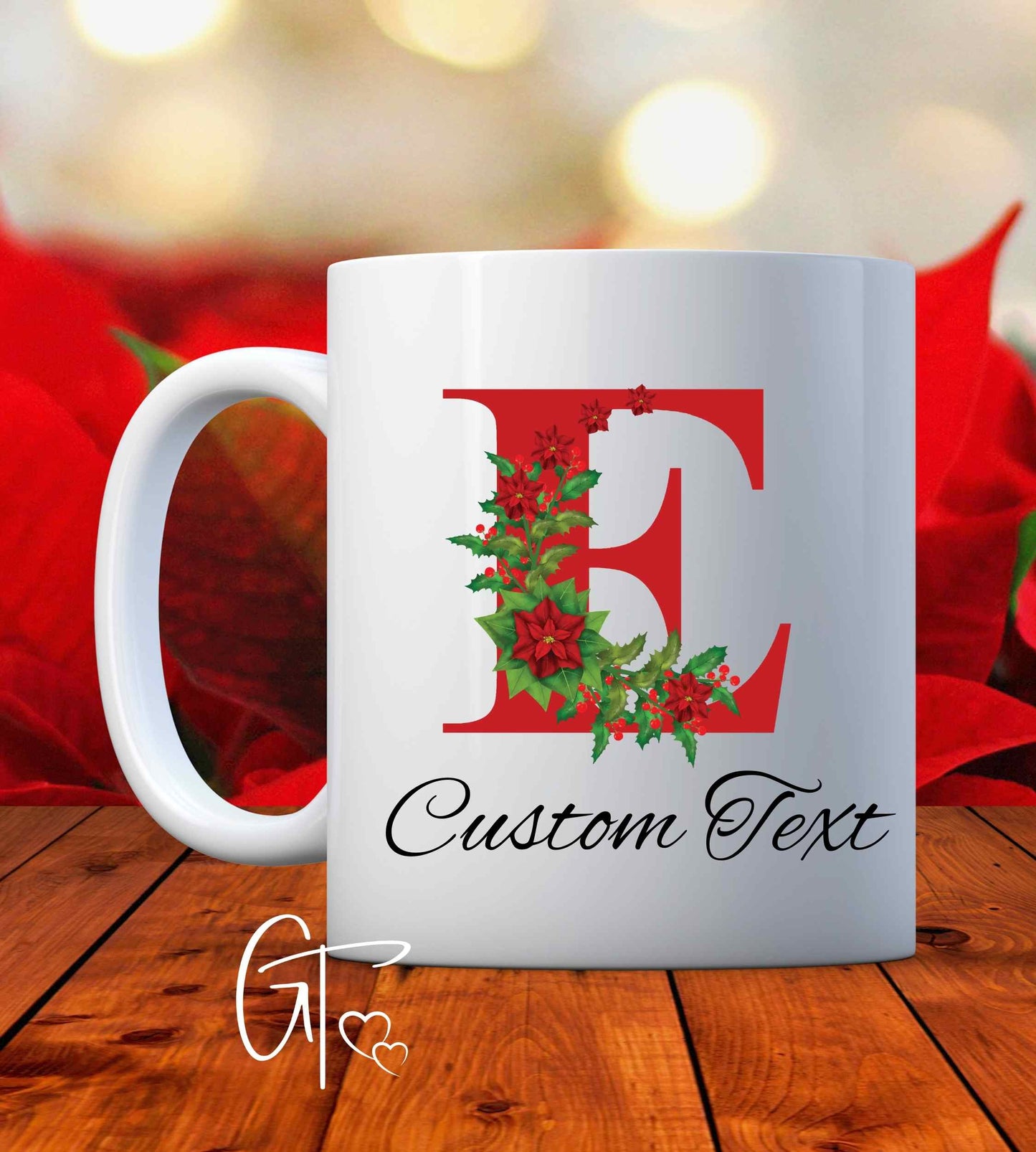 Christmas Custom Monogram Poinsettia Mug, Secret Santa Gift, Snowman Face Mug, Personalized Hot Chocolate Mugs, Funny Coffee Mugs