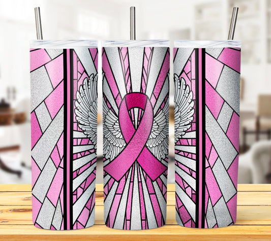 Breast Cancer Stained Glass Tumbler #6