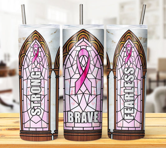 Breast Cancer Stained Glass Tumbler #9