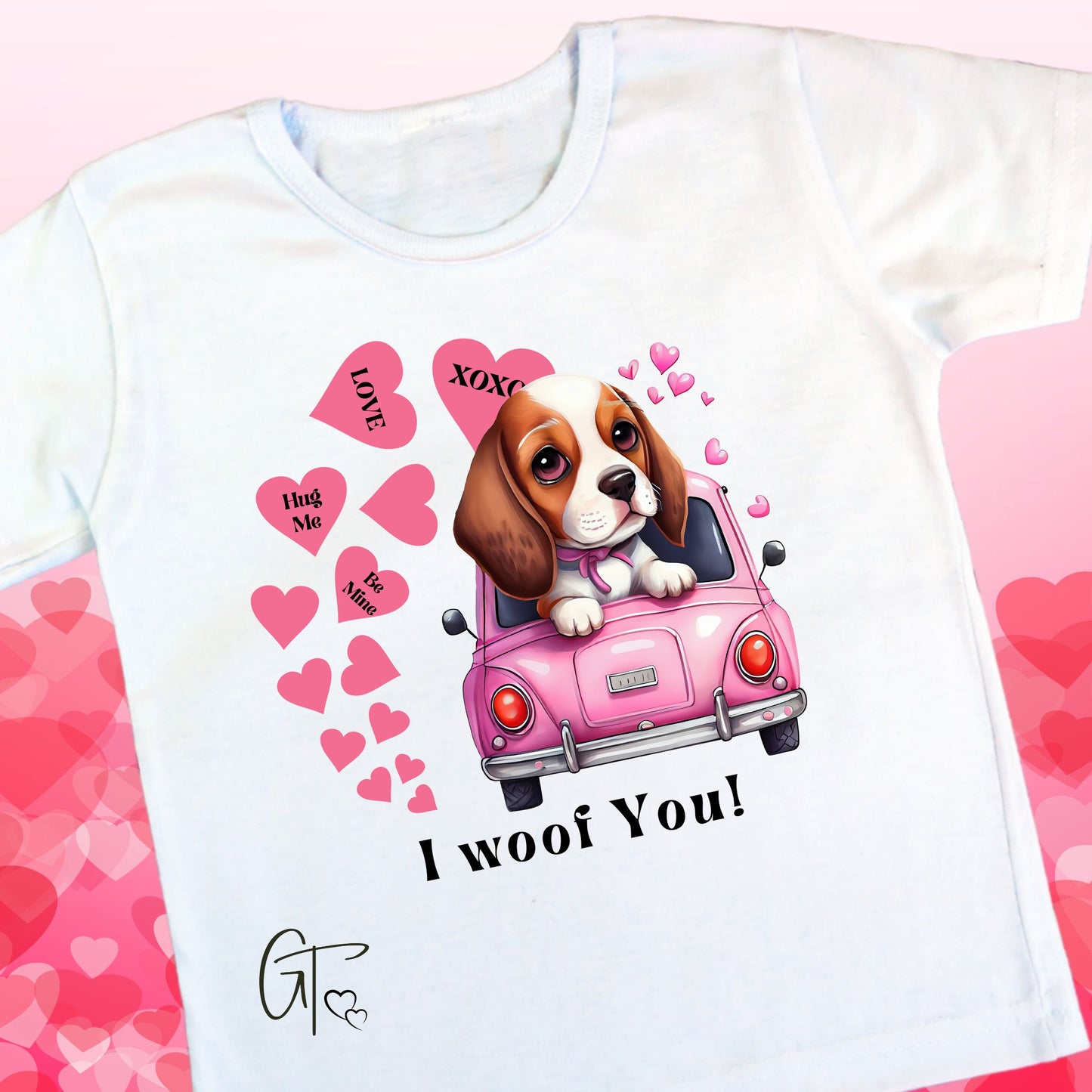 Beagle in Car Dog Valentine SUBLIMATION TRANSFER Ready to Press