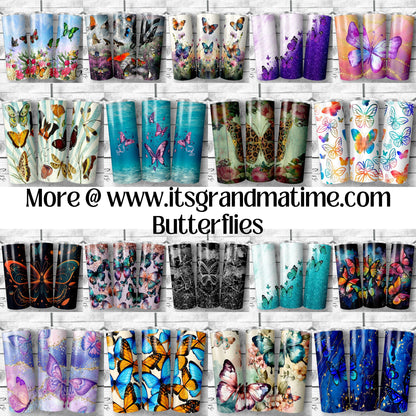 SUB913 Butterfly Garden WatercolorTumbler Sublimation Transfer