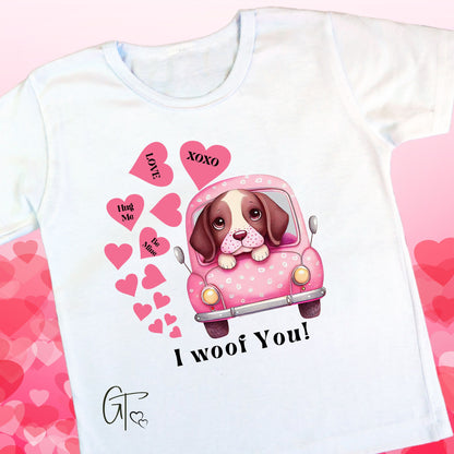 German Shorthaired Dog in Car I Woof You Dog Valentine SUBLIMATION TRANSFER Ready to Press