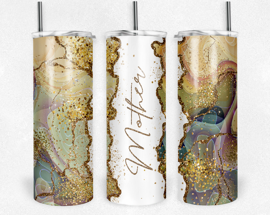 Mother's Gold Alcohol Ink Tumbler