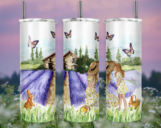 Mother and Daughter in a Lavender Field Tumbler