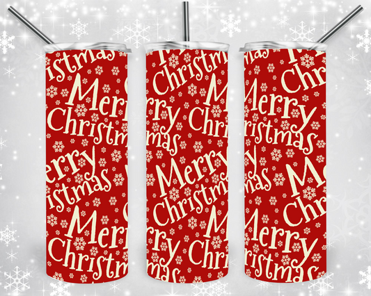 Vintage Red Merry Christmas Tumbler