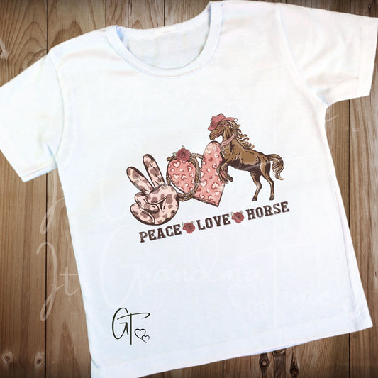 SUB200 Western Valentine Peace Love Horse SUBLIMATION TRANSFER Ready to Press