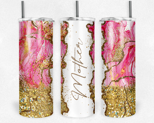 Mother's Pink Alcohol Ink Tumbler