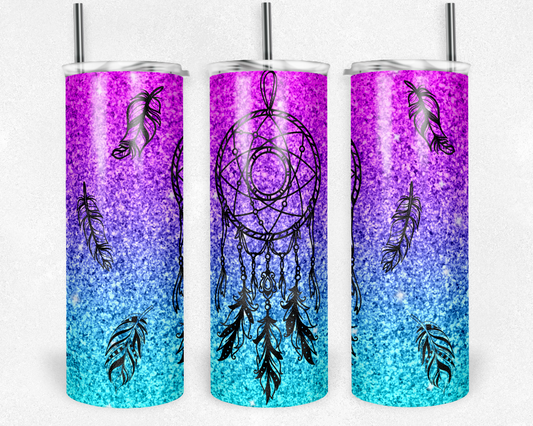 Pink and Teal Dream Catcher Tumbler