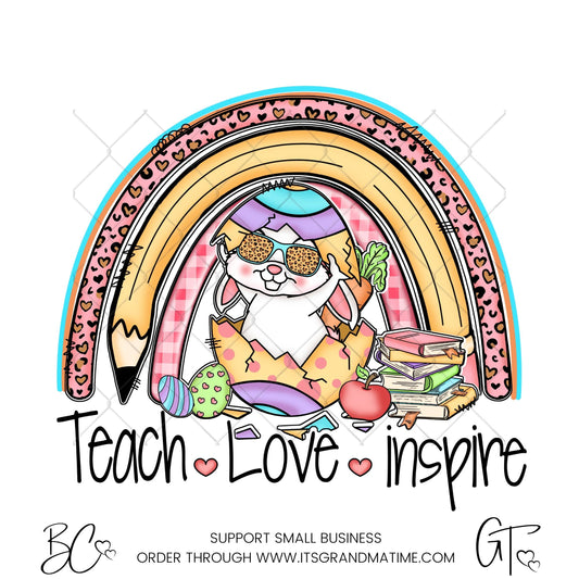 SUB180 Easter Teach Love Inspire Rainbow Bunny