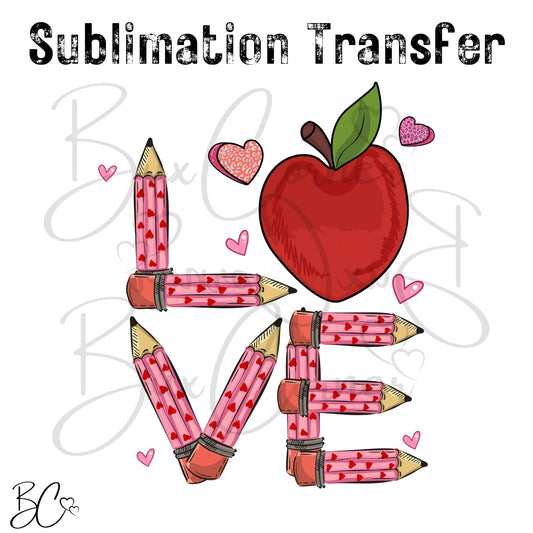 Valentine's Day Transfer -SUB251 Love Pencil with Apple