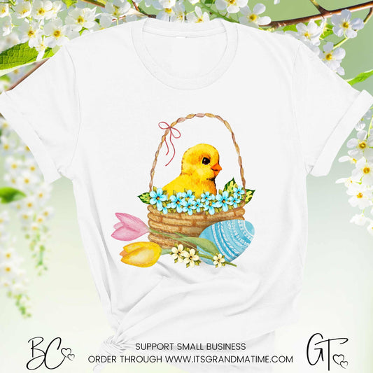 Easter Transfer -SUB315 Chick in Basket with Flowers