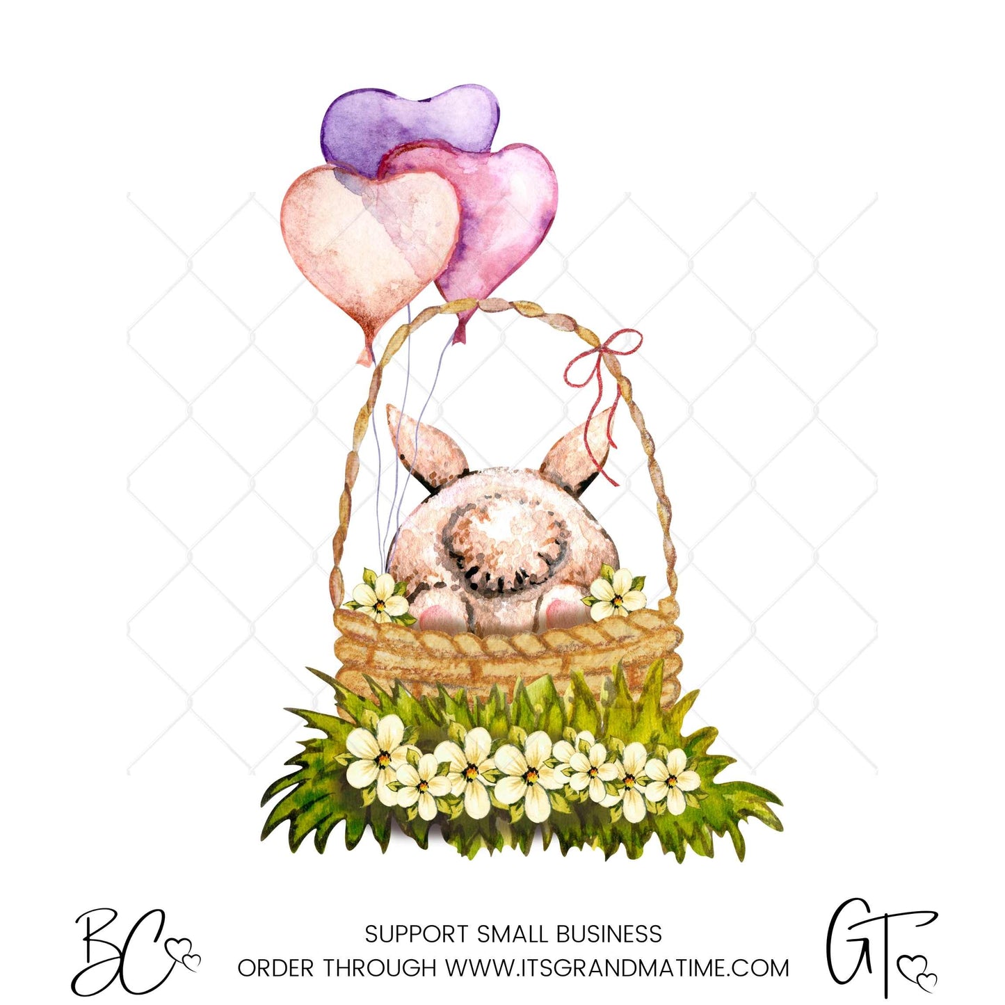 Easter Transfer -SUB316 Bunny in Basket with Balloons
