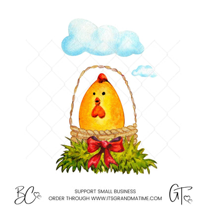 Easter Transfer -SUB319 Golden Chick in Basket with Clouds