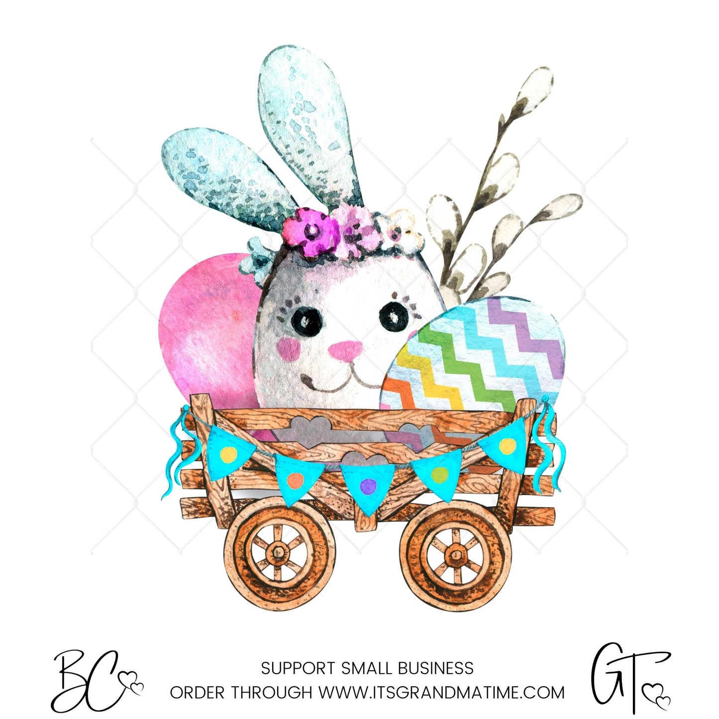 Easter Transfer -SUB322 Wagon with Banner and Bunny