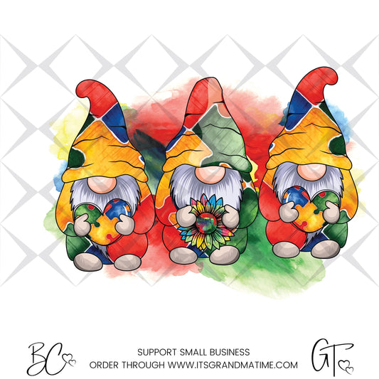 SUB427 Three Gnomes for Autism Sublimation Transfer